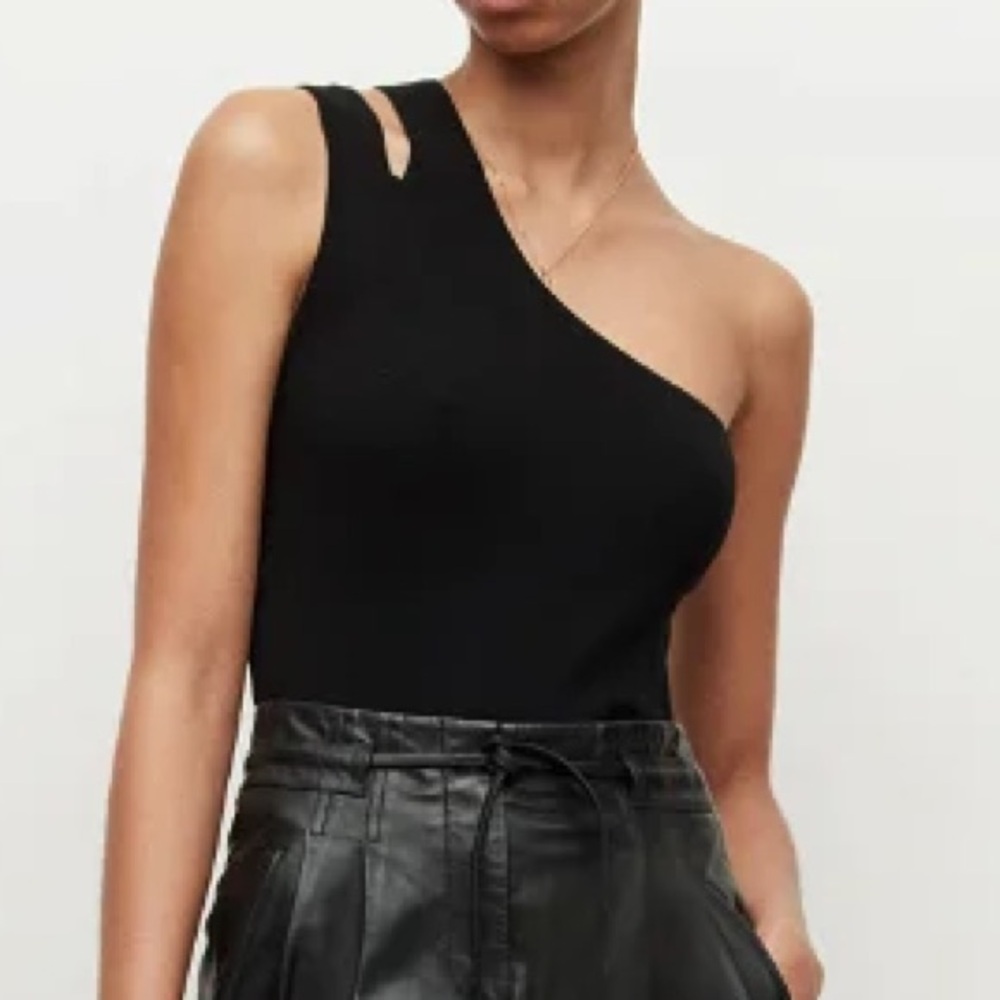 NWT All Saints Black One-Shoulder Top